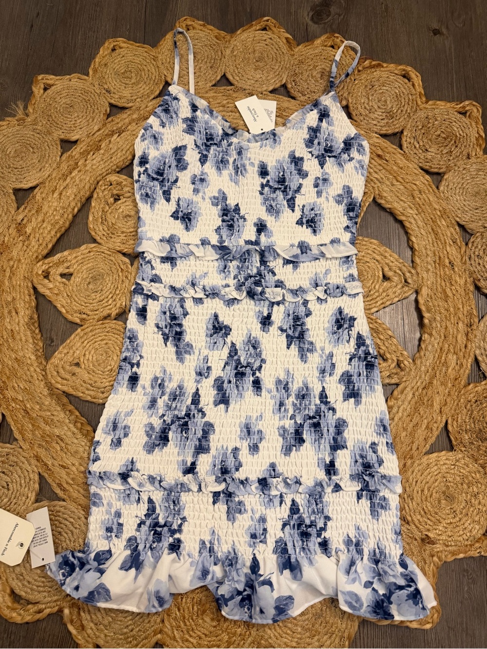 Abercrombie & Fitch White Dress with Blue Floral Print - Women